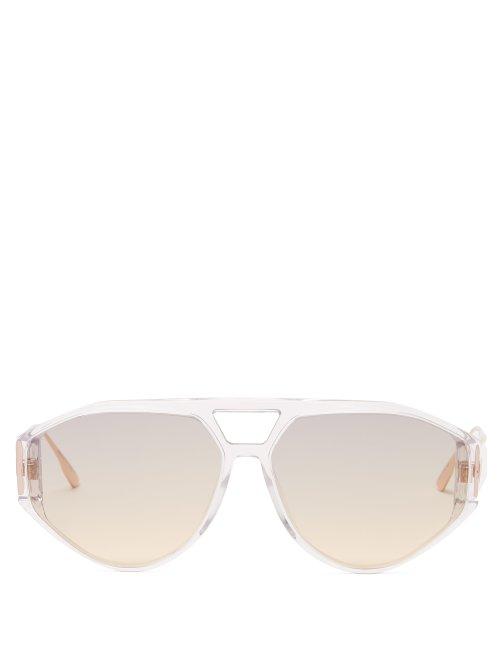 Matchesfashion.com Dior Eyewear - Diorclan1 Aviator Acetate Sunglasses - Womens - Clear