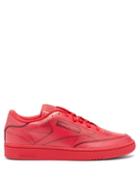 Mens Shoes Reebok X Margiela - Club C Trompe L'ail Leather Trainers - Mens - Red