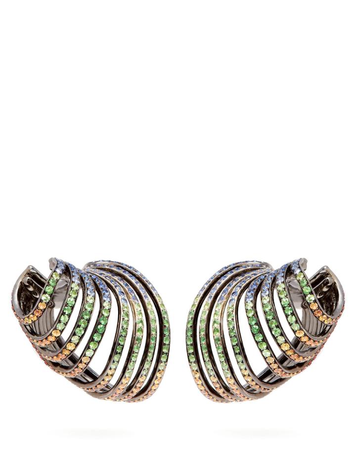 Lynn Ban Sonic Sapphire & Rhodium-plated Ear Cuffs
