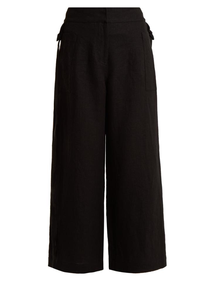 Loewe High-rise Wide-leg Cropped Linen Trousers