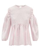 Cecilie Bahnsen - Janis Peplum-hem Frost-cloqu Top - Womens - Light Pink