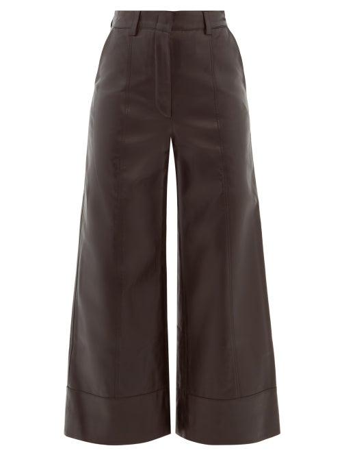 Matchesfashion.com Dodo Bar Or - Magen Leather Wide Leg Trousers - Womens - Black