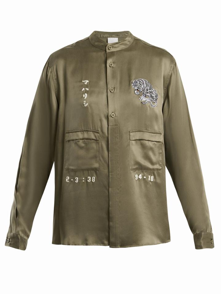Maharishi Tiger-embroidery Silk Shirt