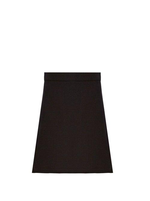 Matchesfashion.com Raey - Split Side Wool Blend Twill A Line Skirt - Womens - Navy