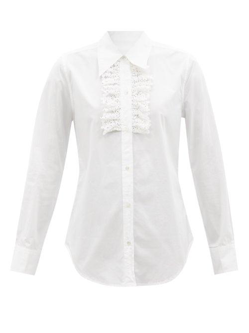 Nili Lotan - Reina Crochet-ruffle Cotton-poplin Shirt - Womens - White
