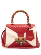 Matchesfashion.com Gucci - Queen Margaret Bamboo Handle Leather Shoulder Bag - Womens - Red White