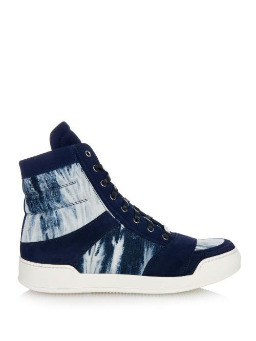 Balmain Tie-dye Canvas And Suede High-top Trainers