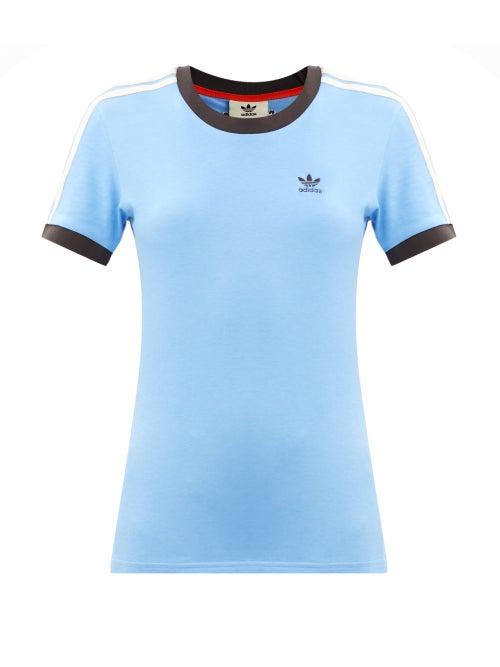 Matchesfashion.com Adidas X Wales Bonner - Logo-embroidered Cotton-blend Jersey T-shirt - Womens - Blue