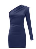 Matchesfashion.com Gauge81 - Charras One-shoulder Satin Mini Dress - Womens - Navy