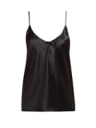 Matchesfashion.com Bottega Veneta - Pleated Satin Cami Top - Womens - Black