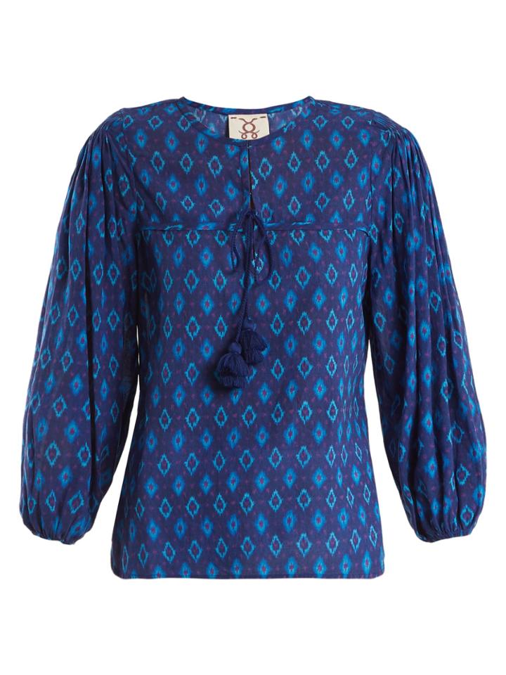 Figue Isadora Ikat-print Cotton-blend Blouse