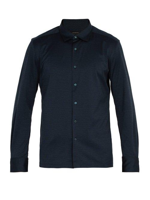 Matchesfashion.com Ermenegildo Zegna - Single Cuff Cotton Shirt - Mens - Blue