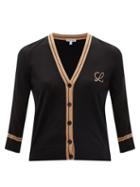 Ladies Rtw Loewe - Logo-embroidered Wool Cardigan - Womens - Black