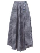 Matchesfashion.com Vika Gazinskaya - Asymmetric Houndstooth Wool Midi Skirt - Womens - Blue Multi