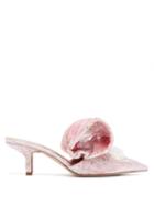 Matchesfashion.com Midnight 00 - Bead Embellished Velvet And Pvc Mules - Womens - Pink