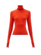 Matchesfashion.com Barrie - Rolling Edge Roll Neck Cashmere Sweater - Womens - Red Multi