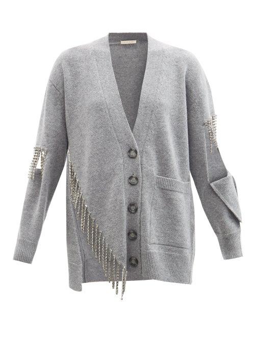 Christopher Kane - Cupchain-crystal Wool Cardigan - Womens - Grey