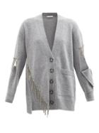 Christopher Kane - Cupchain-crystal Wool Cardigan - Womens - Grey