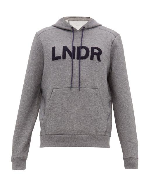 Matchesfashion.com Lndr - Tech Preme Logo Patch Hooded Sweatshirt - Mens - Grey