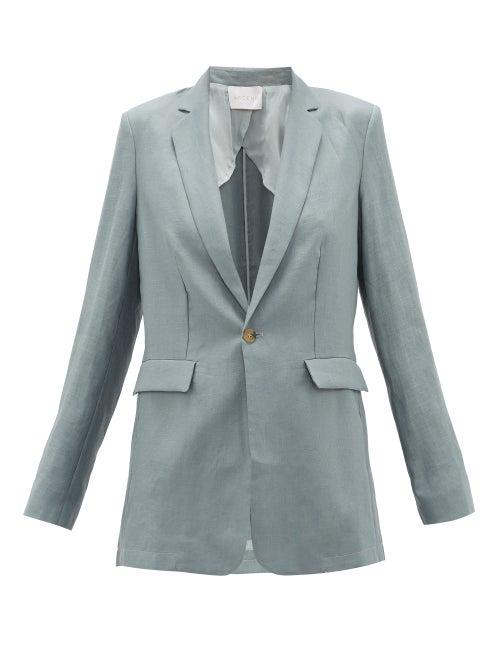 Matchesfashion.com Asceno - Azores Single-breasted Organic-linen Blazer - Womens - Grey