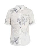 Matchesfashion.com Alexander Mcqueen - Leaf Print Short Sleeved Cotton Shirt - Mens - White Multi