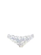 Matchesfashion.com Marysia - Antibes Floral-print Scallop-edge Bikini Briefs - Womens - Blue