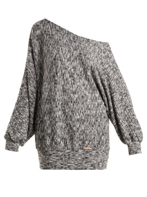 Matchesfashion.com Pepper & Mayne - Graces Off The Shoulder Fleece Sweater - Womens - Grey