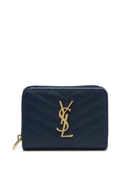 Matchesfashion.com Saint Laurent - Monogram Quilted Leather Wallet - Womens - Navy