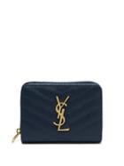 Matchesfashion.com Saint Laurent - Monogram Quilted Leather Wallet - Womens - Navy