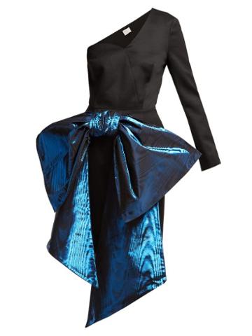 Matchesfashion.com Hillier Bartley - Bow Trim One Shoulder Silk Twill Dress - Womens - Black Multi