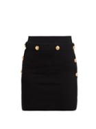 Matchesfashion.com Balmain - High Waisted Ribbed Knit Skirt - Womens - Black