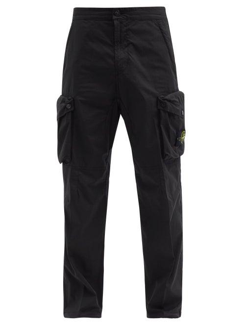 Mens Rtw Stone Island - Logo-patch Cotton-blend Cargo Trousers - Mens - Black