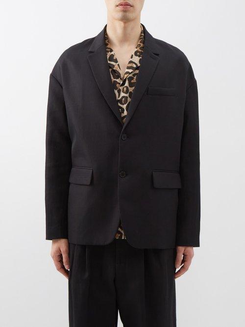 Raey - Drop Shoulder Cotton-blend Blazer - Mens - Black
