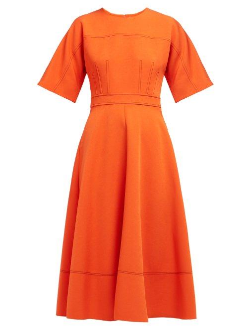 Matchesfashion.com Roksanda - Maja Flared Sleeve Crepe Midi Dress - Womens - Red