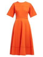 Matchesfashion.com Roksanda - Maja Flared Sleeve Crepe Midi Dress - Womens - Red