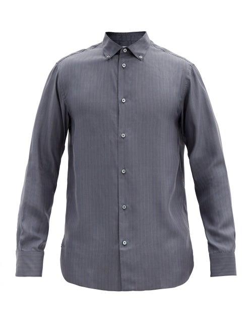 Matchesfashion.com The Row - Robert Striped Silk-poplin Shirt - Mens - Grey Multi