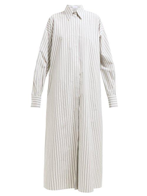 Matchesfashion.com Raey - Oversized Striped Cotton Maxi Shirtdress - Womens - White