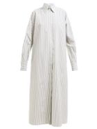 Matchesfashion.com Raey - Oversized Striped Cotton Maxi Shirtdress - Womens - White