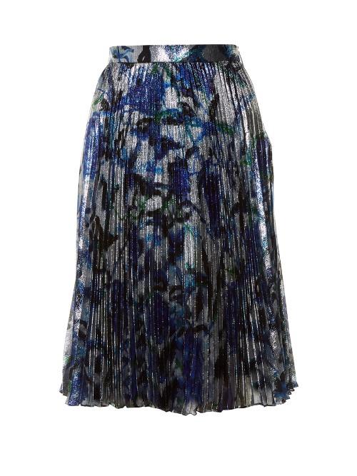Christopher Kane Rose-print Lam Midi Skirt