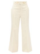Matchesfashion.com Gucci - Flared High-rise Cotton-blend Tweed Trousers - Womens - Ivory