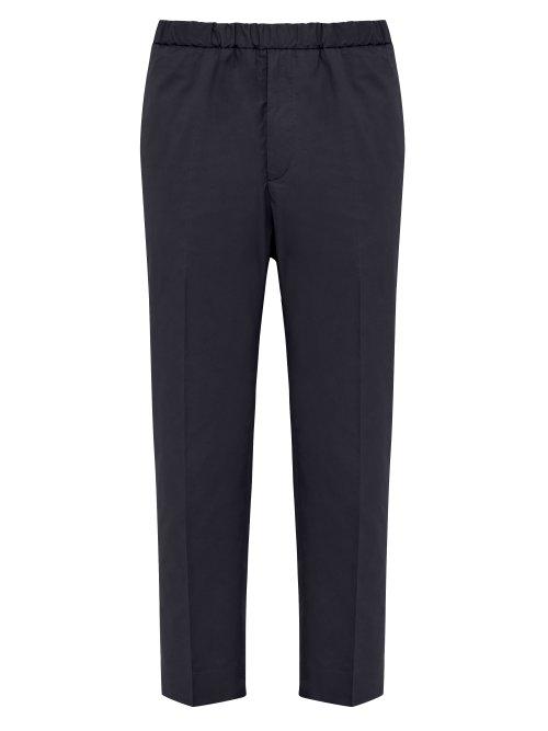 Matchesfashion.com Jil Sander - R Priamo High Rise Cotton Poplin Trousers - Mens - Dark Blue