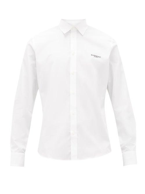 Matchesfashion.com Givenchy - Floral-embroidery Cotton-poplin Shirt - Mens - White