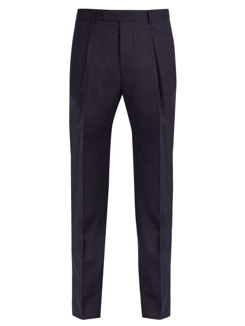 Matchesfashion.com Officine Gnrale - Marcel Wool Flannel Trousers - Mens - Navy