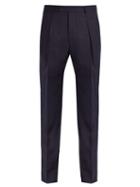 Matchesfashion.com Officine Gnrale - Marcel Wool Flannel Trousers - Mens - Navy