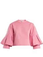 Tibi Pleated-sleeve Cropped Top