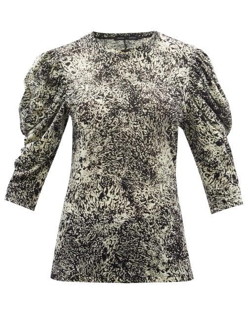Ladies Rtw Proenza Schouler - Abstract-print Cotton Tissue-jersey T-shirt - Womens - Black Multi