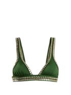 Matchesfashion.com Norma Kamali - Stud Band Triangle Bikini Top - Womens - Green