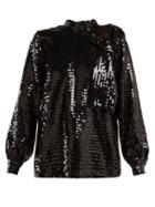 Matchesfashion.com Msgm - High Neck Sequin Top - Womens - Black