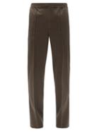 Matchesfashion.com Brioni - Pintucked Silk-blend Hopsack Trousers - Mens - Brown