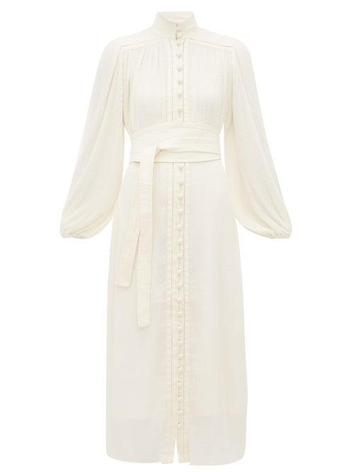 Matchesfashion.com Zimmermann - Espionage Fil Coup Pliss Dress - Womens - White